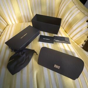Dolce & Gabbana Black Sunglass Case and documentation